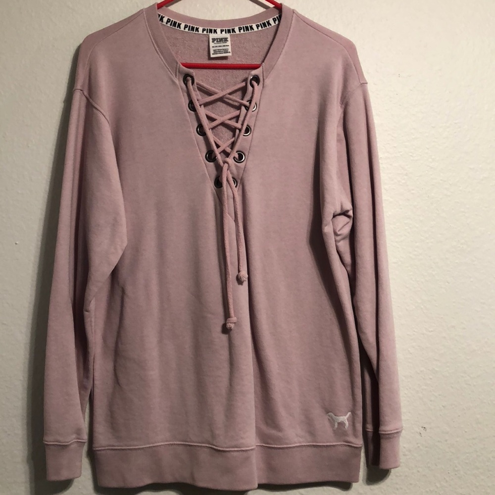 Pink Sweatshirt with lace up design